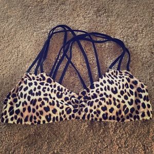 VS Pink Leopard Strappy Back Bikini Top